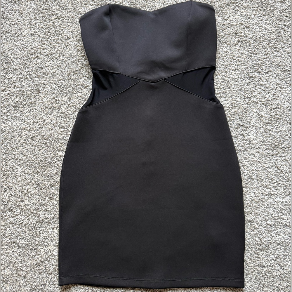 Strapless Black Mini Dress Cocktail Dress Hourglass Mesh Dress size M